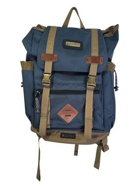 GOBI Getaway Backpack Gun Metal Blue with Tan Webbing